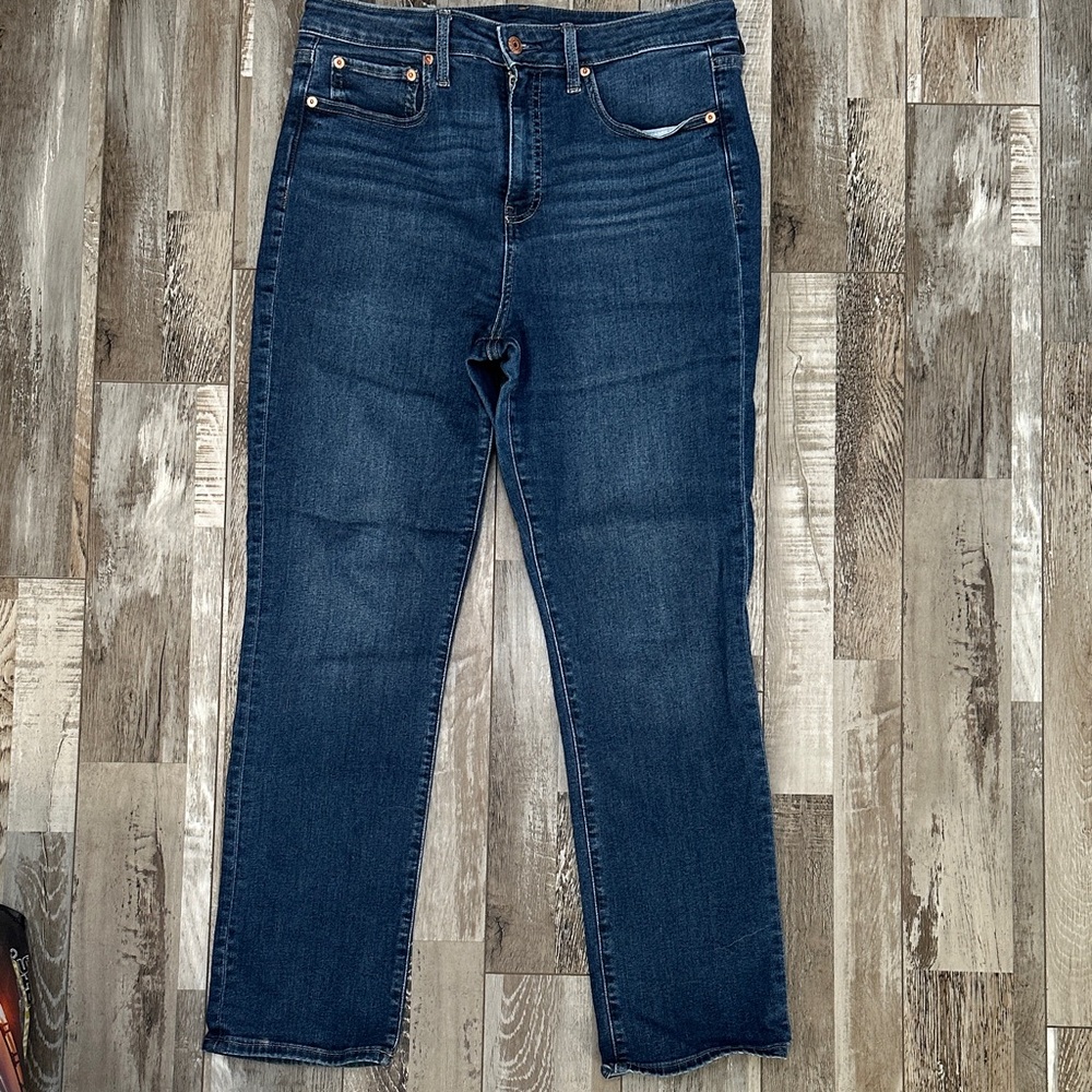 GAP Dark Blue Straight Leg High Waist Women's Jeans